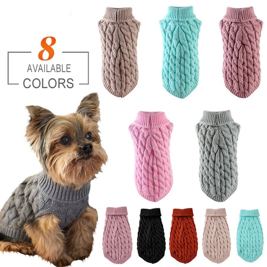 Winter Dog Cat Clothes Chihuahua Soft Puppy Kitten High Collar Sweater Fashion for Pet Dogs Cats