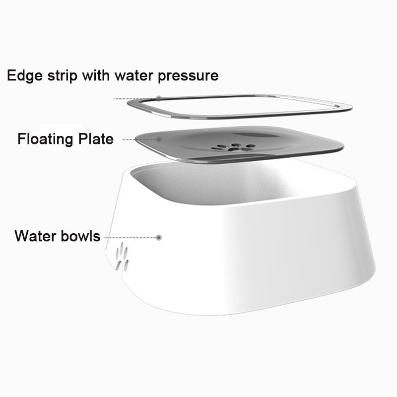 Dog Cat Drinking Water Bowl Floating Non-Wetting Mouth