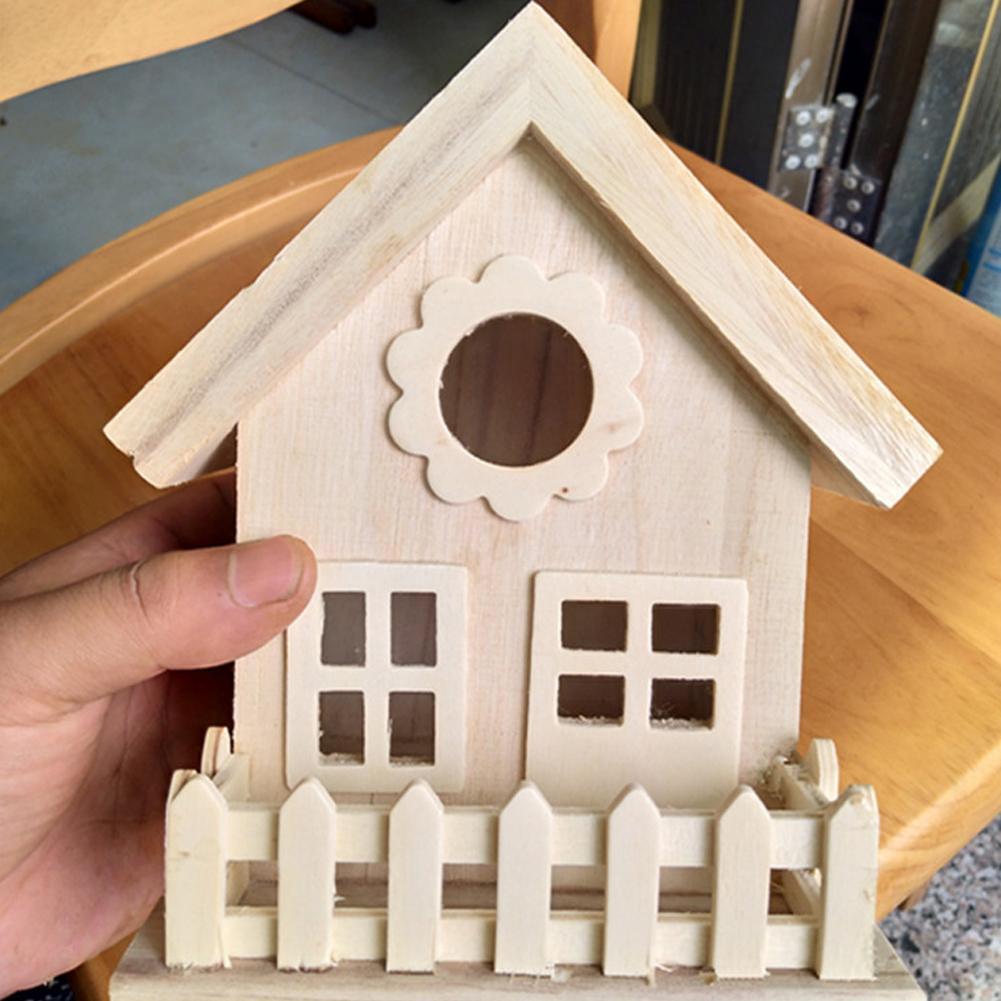 Creative Wooden Bird House Breeding Cage Box Feeding Pendant Garden Birdhouse