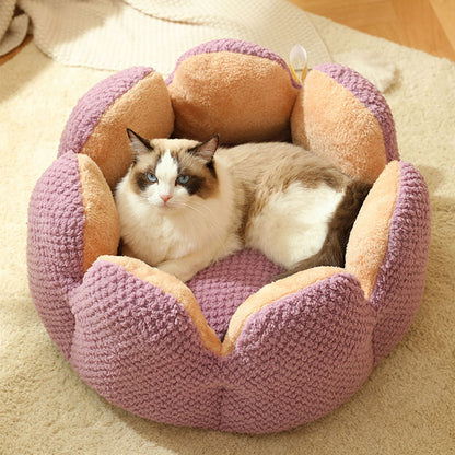 Cat Bed Petal-shaped Dog Beds Kennel Winter Warm