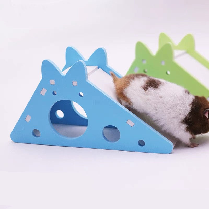 Bird Slide Toy Hamster Hideout House Parrot Cage Accessories Guinea Pig Wooden Cave Slide with Stairs