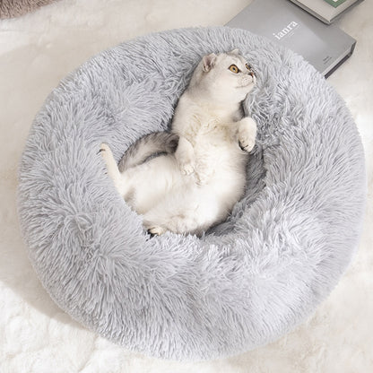 Dog Bed Cat Bed Donut Round Basket Plush Pet Bed
