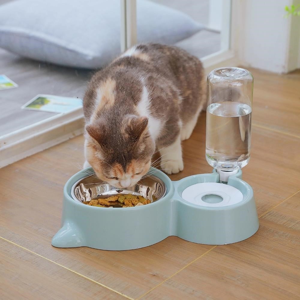 New 2-in-1 Water Dispenser Automatic Water Storage Pet Dog Cat Food Bowl Waterer