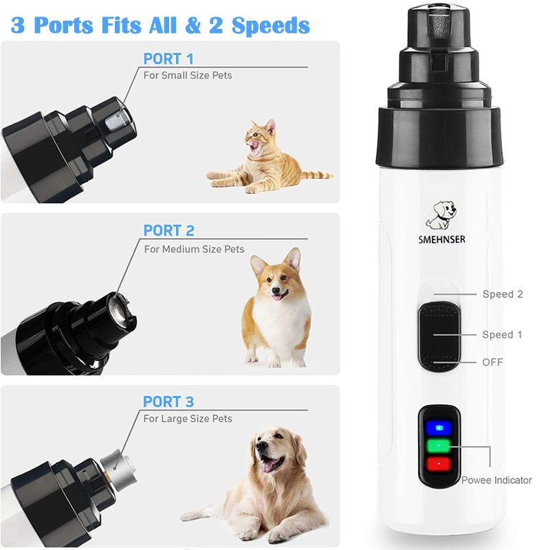 Painless USB Charging Dog Nail Grinders Rechargeable Pet Nail Clippers Quiet
