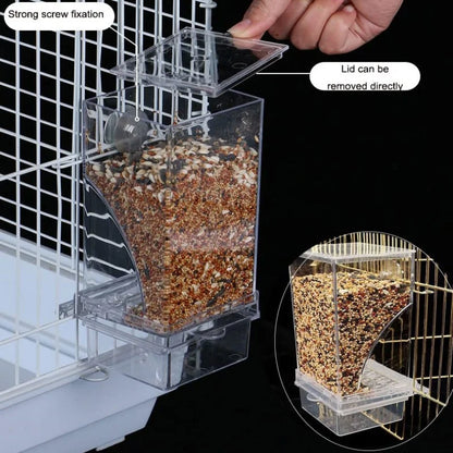 No Mess Bird Feeders Automatic Parrot Feeder Drinker Acrylic Seed Food Container Cage Accessories For Small And Medium Parakeets