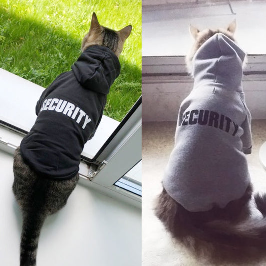 Security Cat Clothes Pet Cat Coats Jacket Hoodies For Cats Small Dog Outfit Warm Pet Clothing