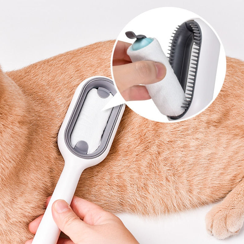 Double Sided Hair Removal Brushes for Cat Dog Pet Grooming Comb with Wipes Kitten Brush