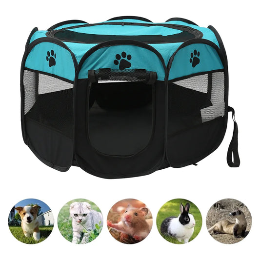 Folding Pet Tent Dog House Camping Accessories Pet Cage Octagonal Cage Fence Outdoor For Dog Cat Tent Playpen Puppy Kennel