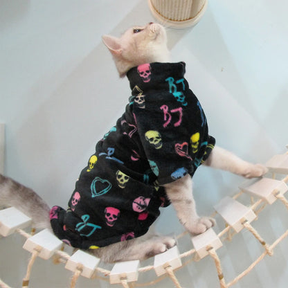 2024 New Hairless Cat Sweater Winter Fashion Thickening Warm Sphynx Clothes Home Comfortable Winter Dog Clothes for Small Dogs