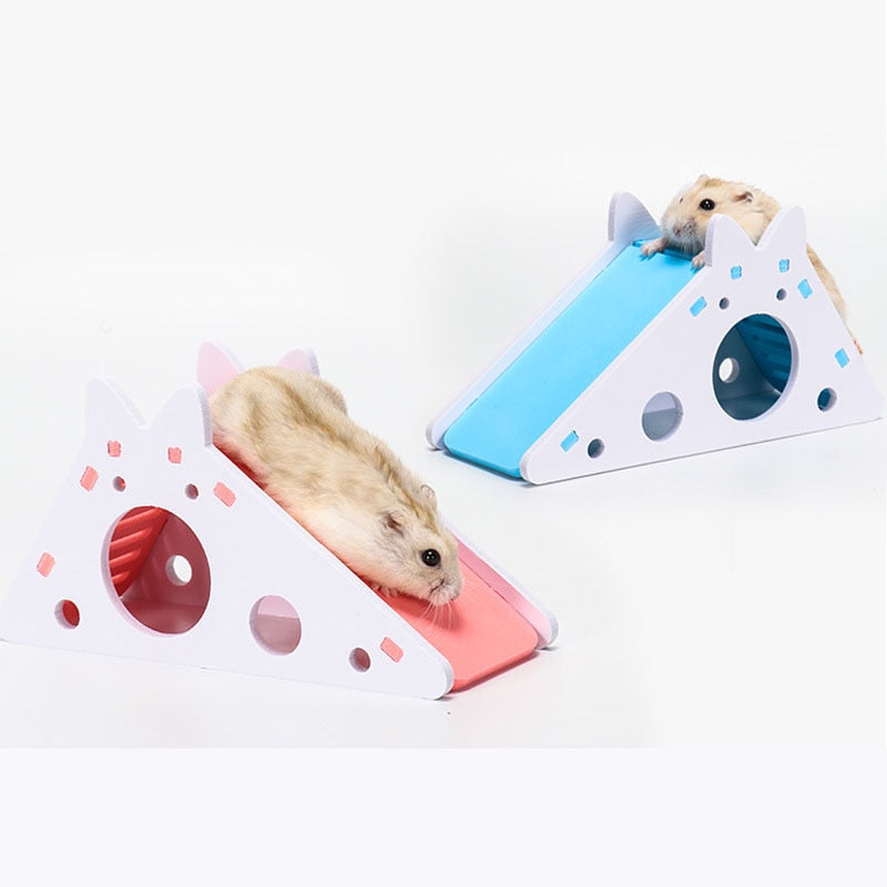 Bird Slide Toy Hamster Hideout House Parrot Cage Accessories Guinea Pig Wooden Cave Slide with Stairs