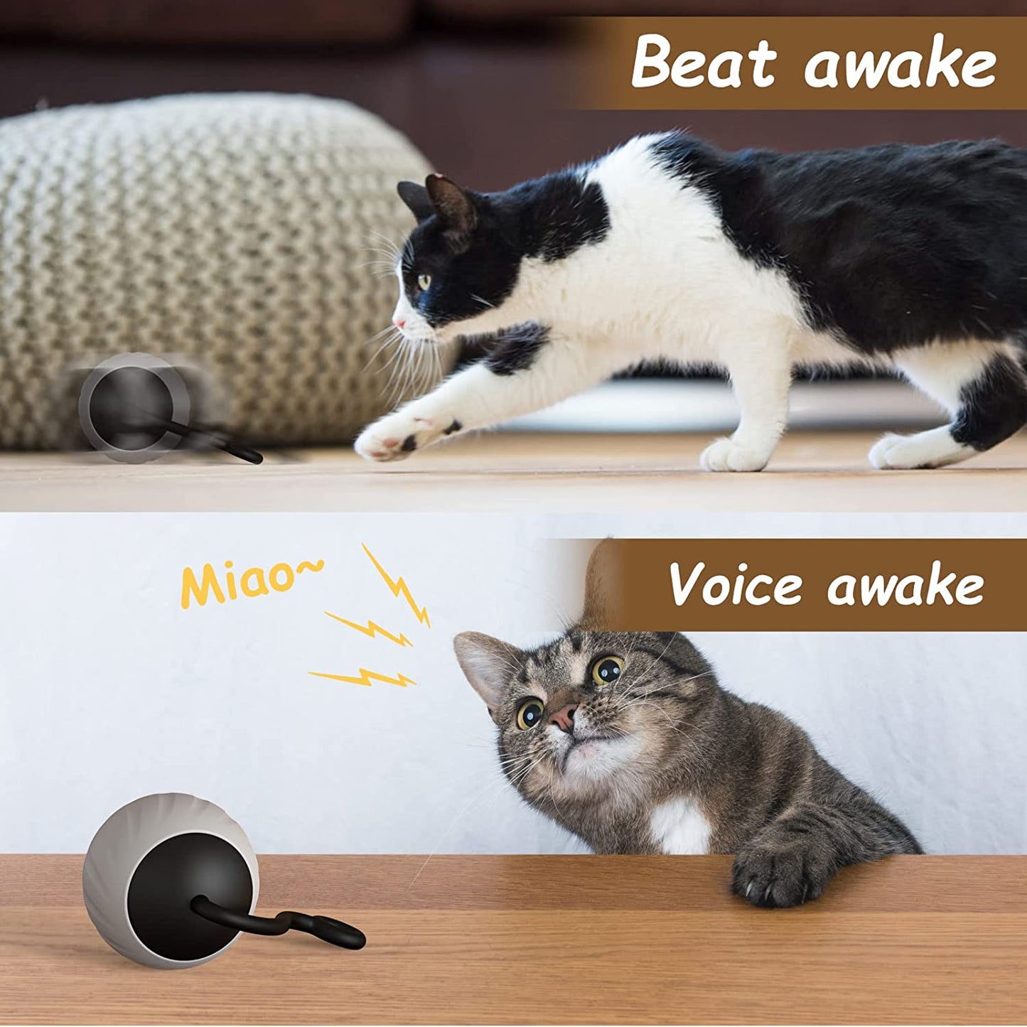 Interactive Cat Toys for Indoor Cats,Automatic Moving Two Speeds Smart Cat Toys Without Noise